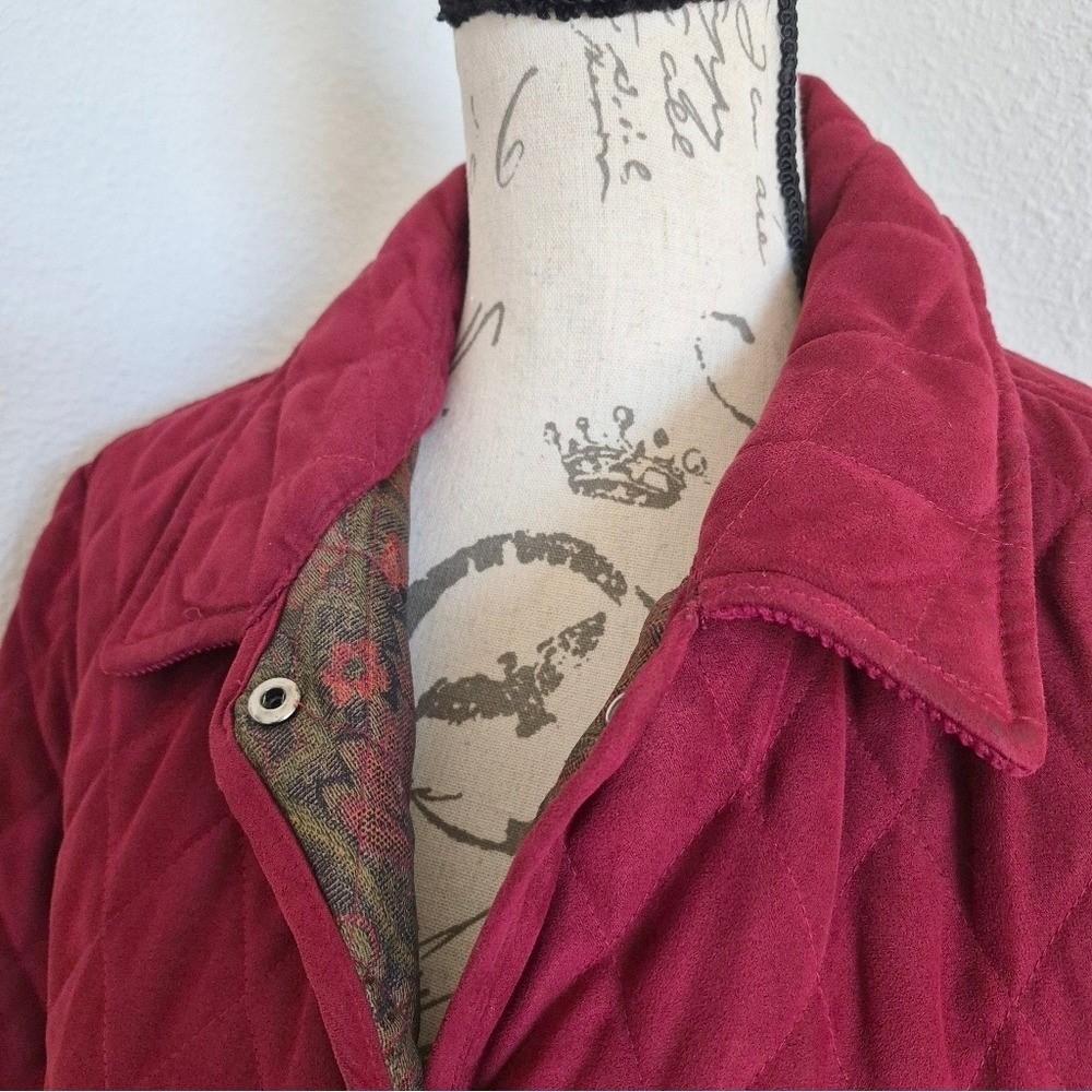 Vintage Talbots Red Quilted Jacket Barn Coat Paisley Lined M Classic Preppy - Picture 12 of 17